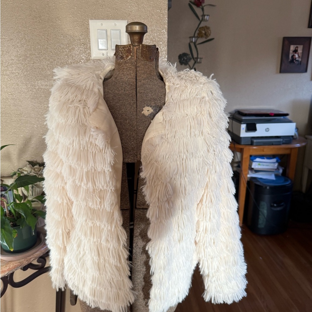 Cream Teddy Jacket with Plush Texture
